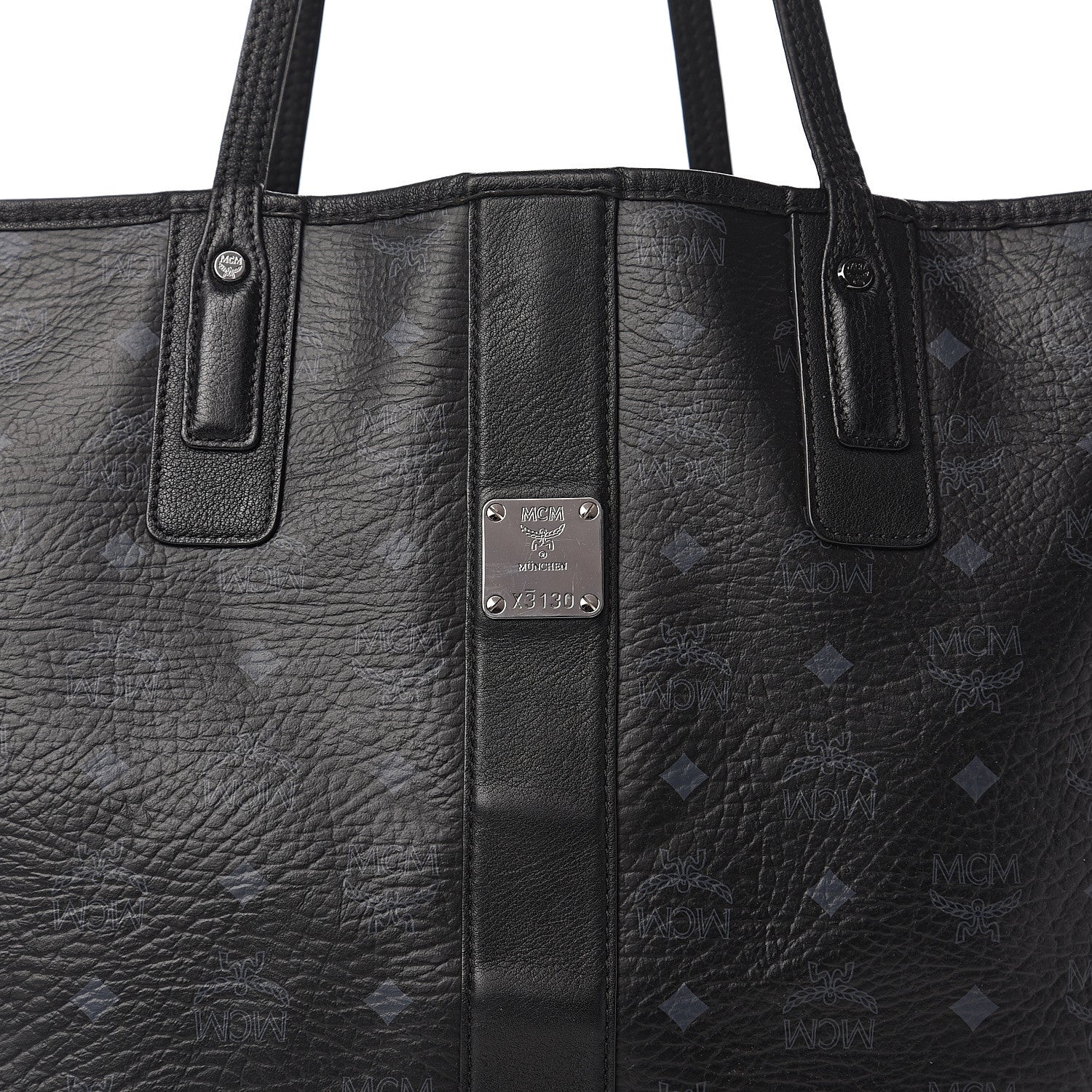 MCM Visetos Large Liz Reversible Shopper Tote Black 19 of 20