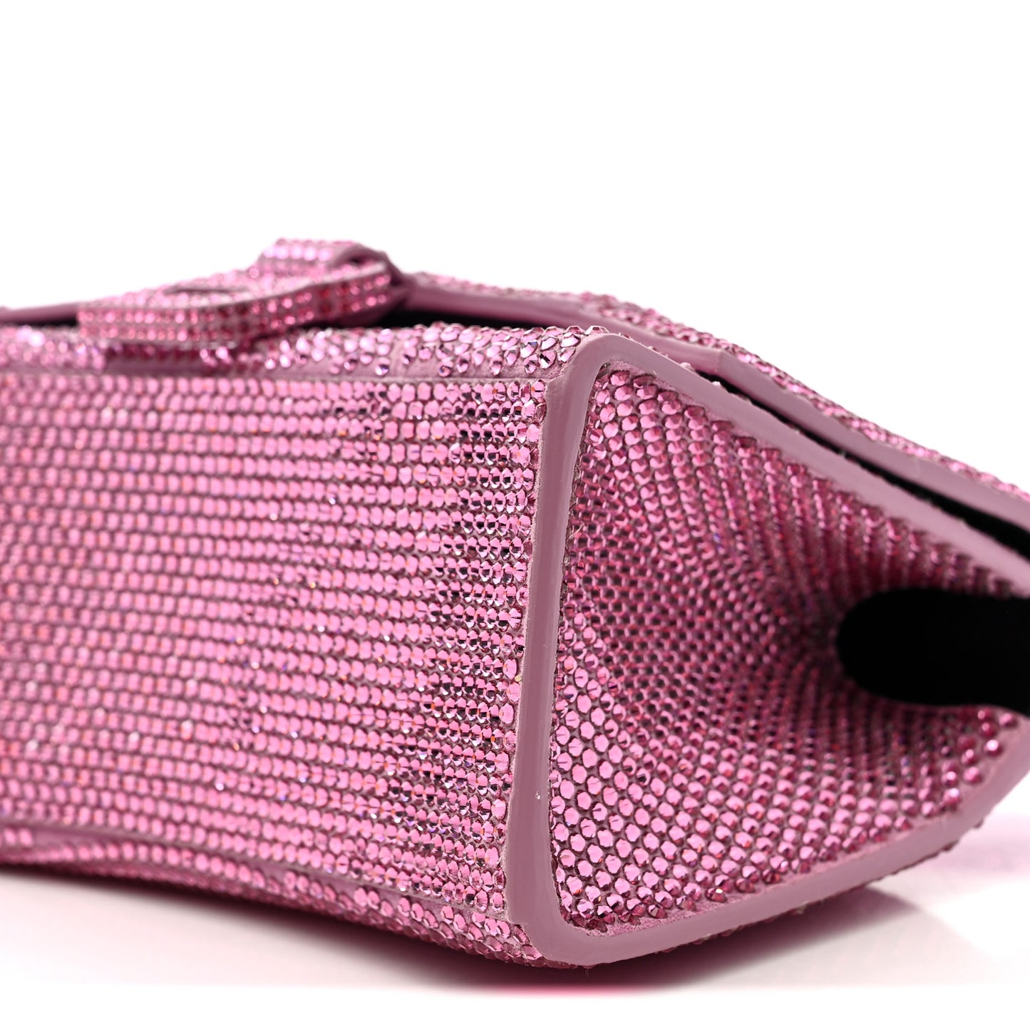 Strass Suede Hourglass Top Handle Bag XS Pink