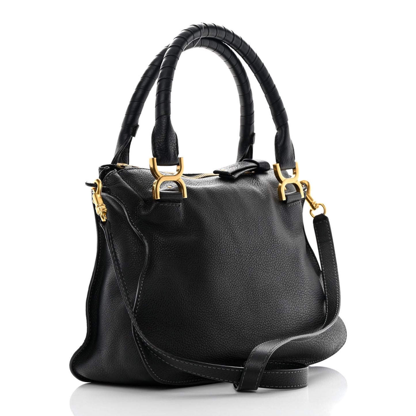 Calfskin Medium Marcie Satchel Black