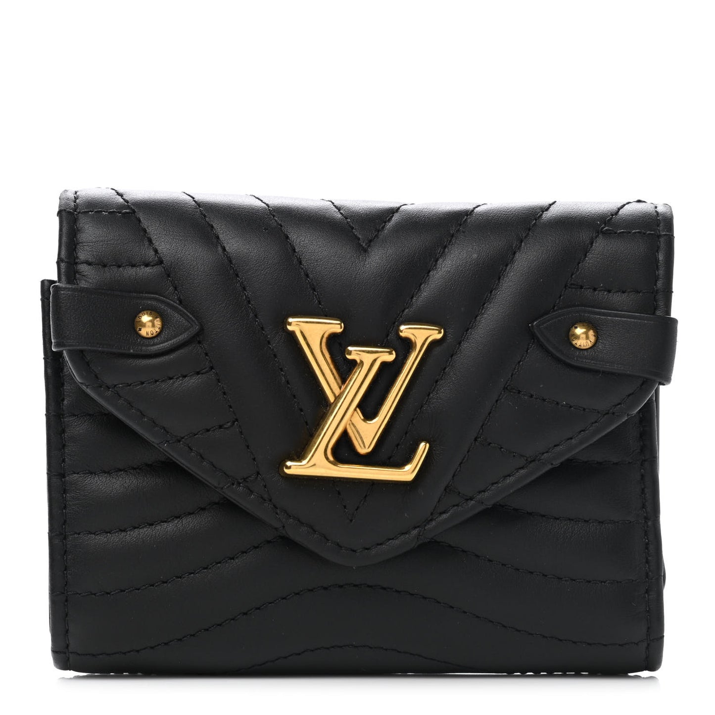 Calfskin New Wave Compact Wallet Black
