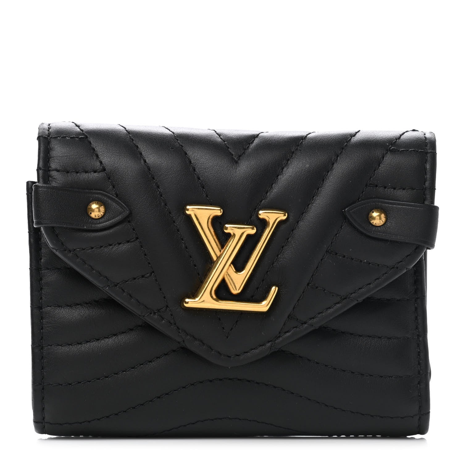 Louis Vuitton Calfskin New Wave Compact Wallet Black 1 of 7