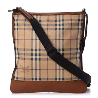 Burberry Haymarket Check Flat Crossbody Messenger Bag Tan 1 of 13