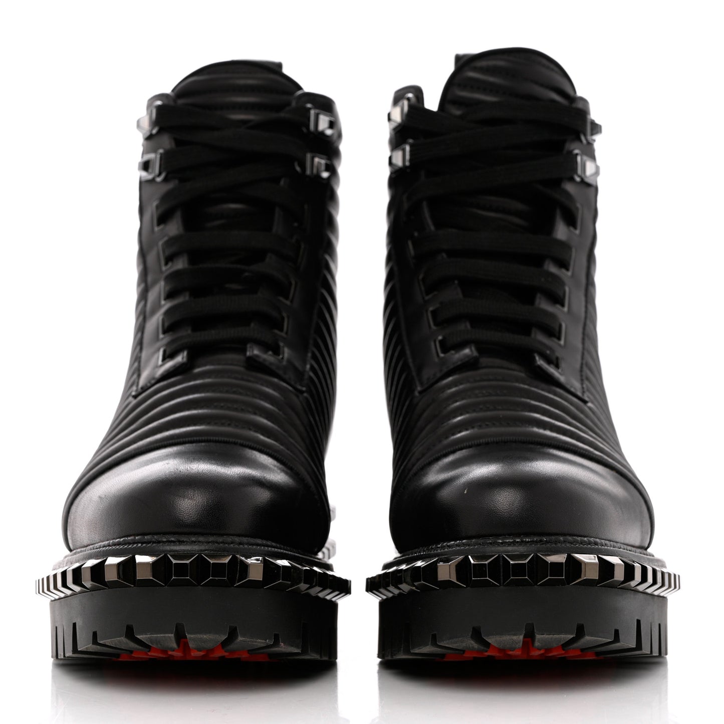 Calfskin Quilted Yetota Combat Boots 39.5 Black