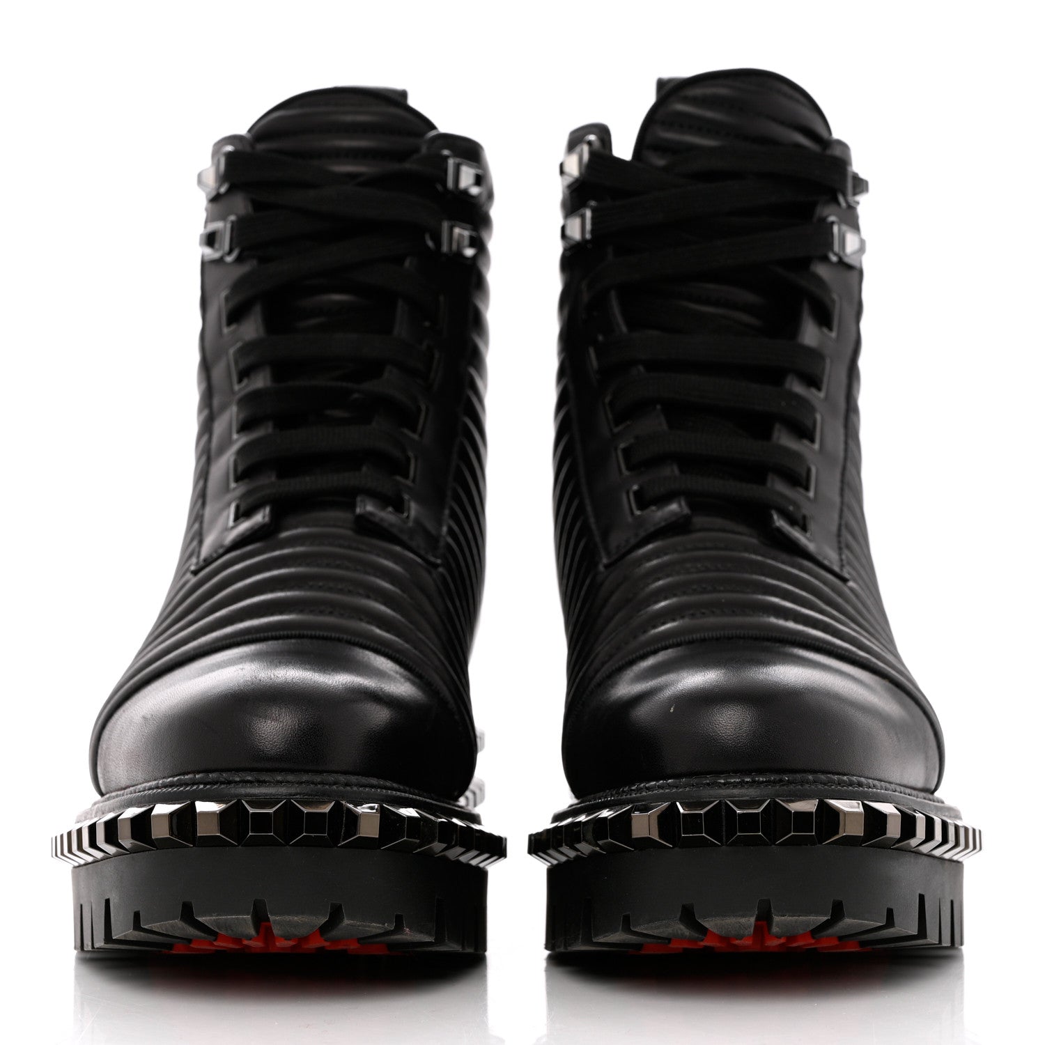 Christian Louboutin Calfskin Quilted Yetota Combat Boots 39.5 Black 2 of 8