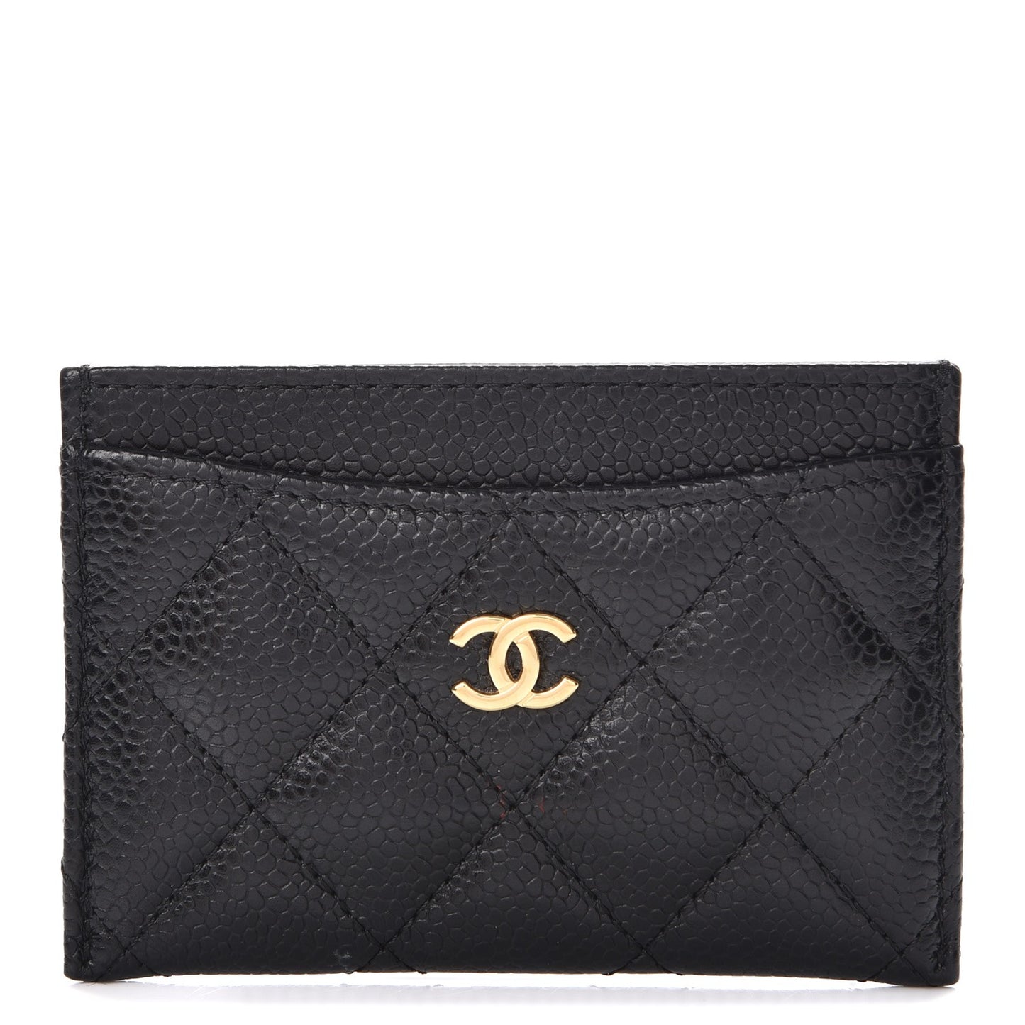 Caviar Quilted Card Holder Black