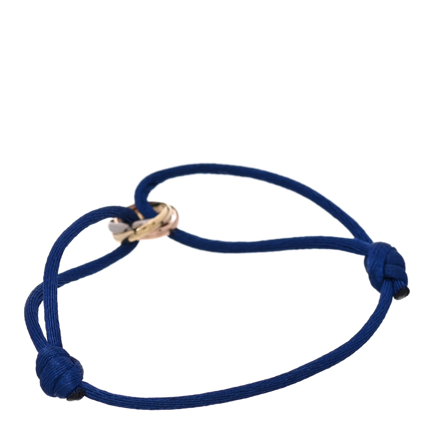18K Pink Yellow White Gold Trinity Adjustable Cord Bracelet Blue