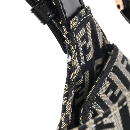 Fendi Zucchino Shoulder Bag Black White 12 of 13