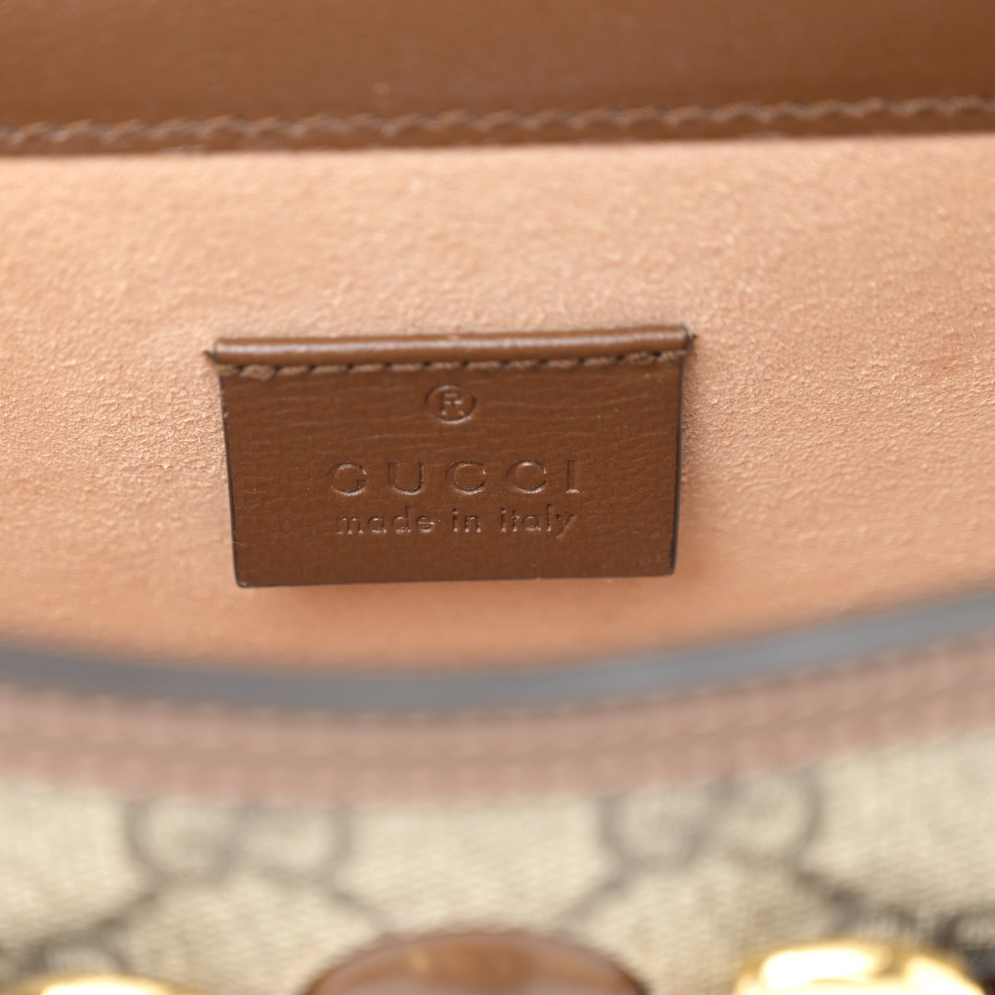 GG Supreme Monogram Mini Horsebit 1955 Shoulder Bag Beige Brown Sugar