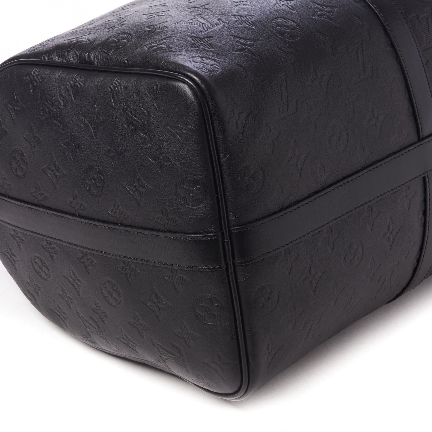 Louis Vuitton Calfskin Shadow Monogram Keepall Bandouliere 50 Black 5 of 8