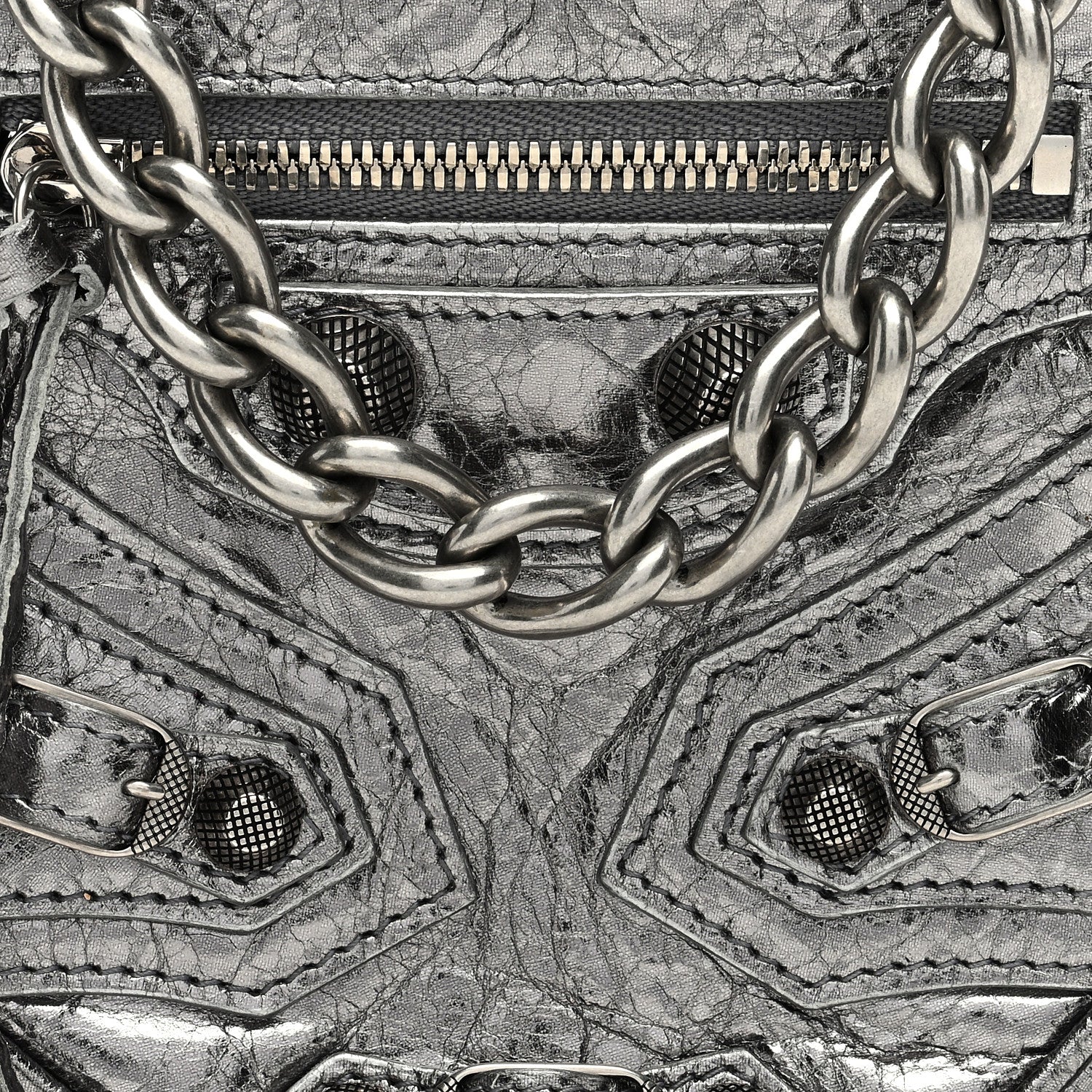 Balenciaga Metallic Agneau Arena Mini Le Cagole Heart Bag Silver 7 of 8