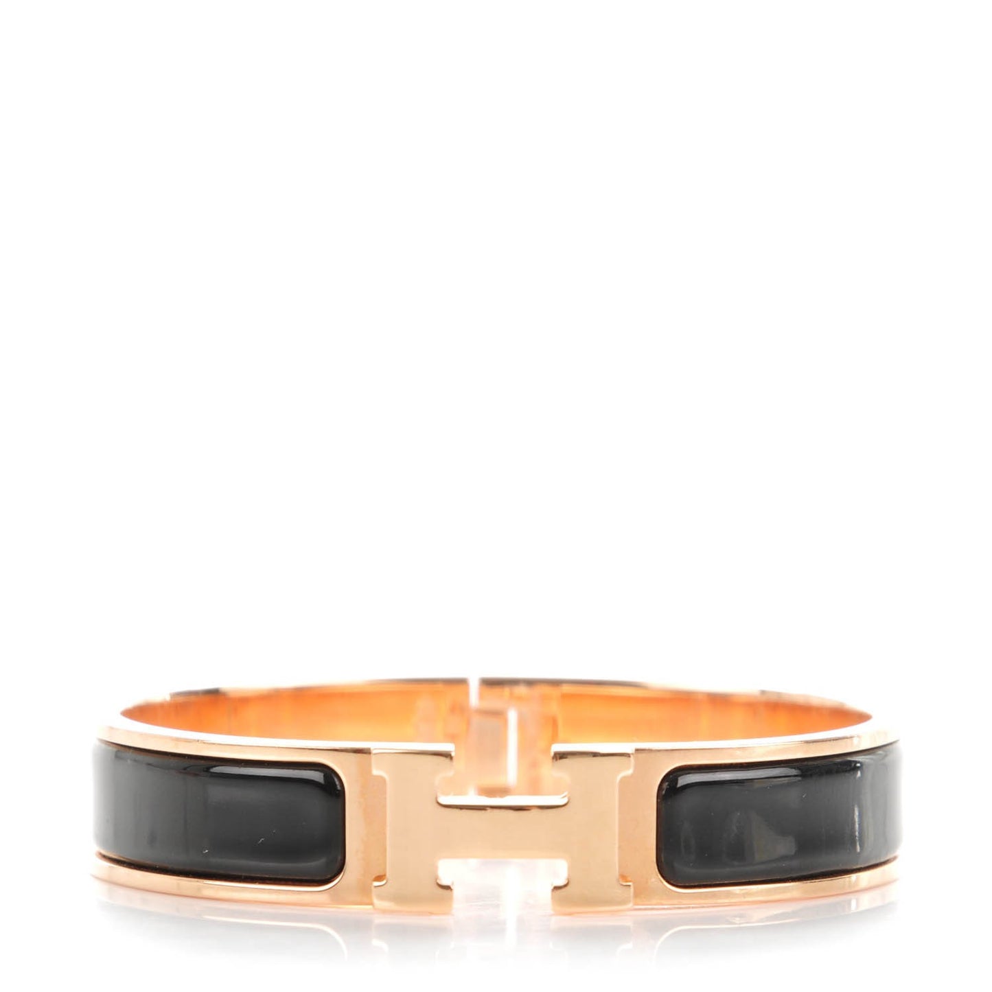 Enamel Narrow Clic Clac H Bracelet PM Black