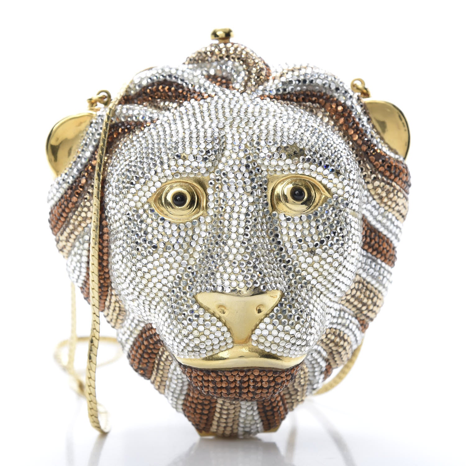 Judith Leiber Swarovski Crystal Lion King Minaudiere Clutch Silver Multicolor 3 of 15
