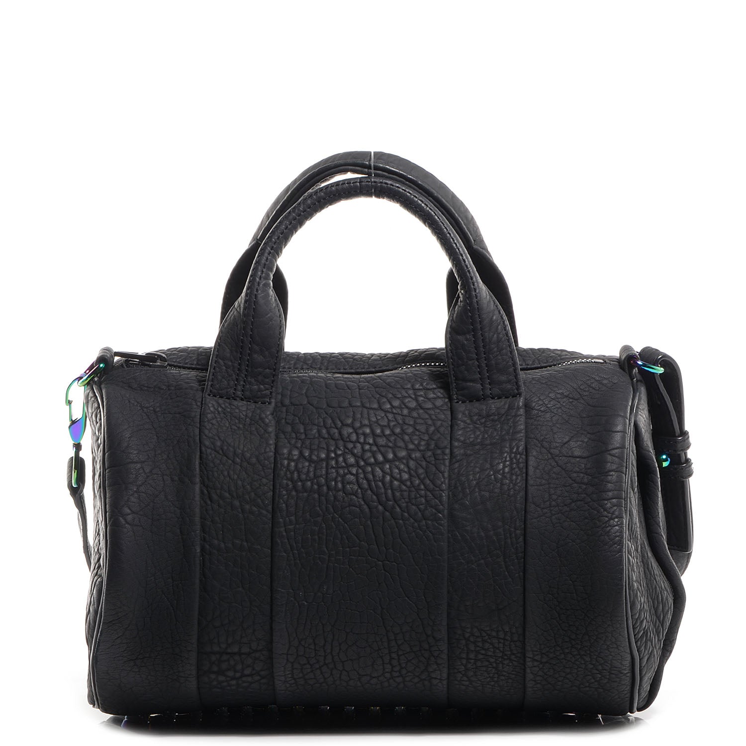 Alexander Wang Pebbled Lambskin Rocco Duffel Matte Black w Iridescent Hardware 1 of 6