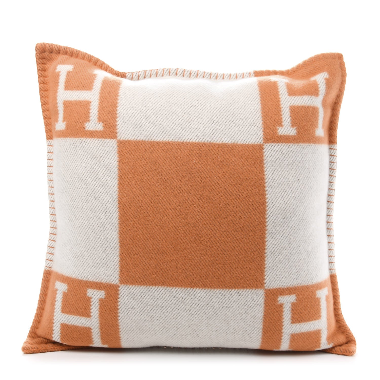 Hermes Wool Cashmere Avalon Pillow PM Ecru Potiron 1 of 3