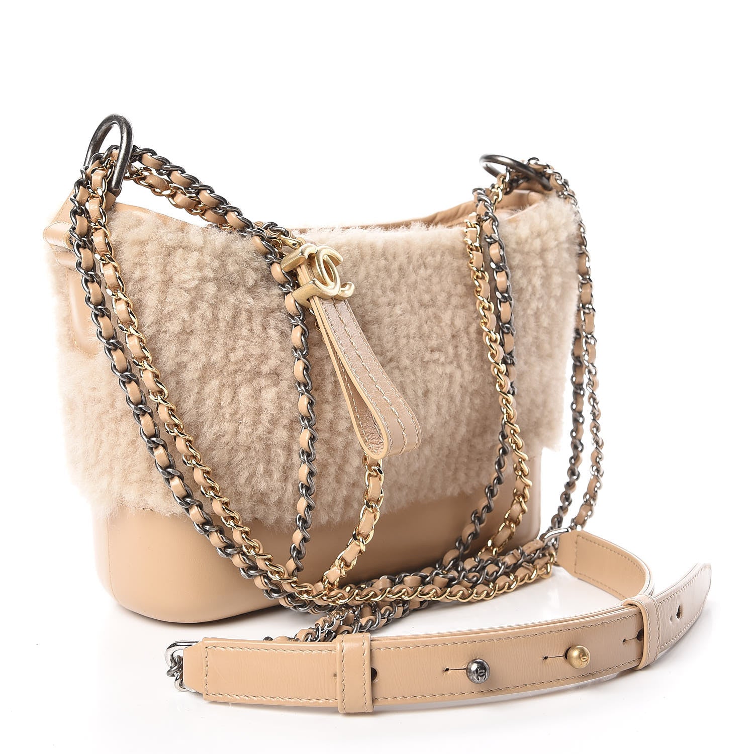 Chanel Shearling Small Gabrielle Hobo Dark Beige 3 of 9