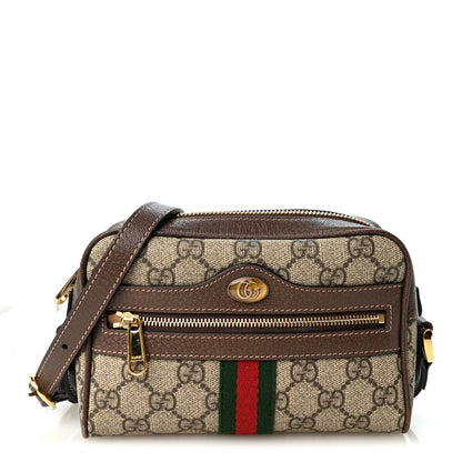 Gucci GG Supreme Monogram Web Mini Ophidia Shoulder Bag Brown 1 of 10