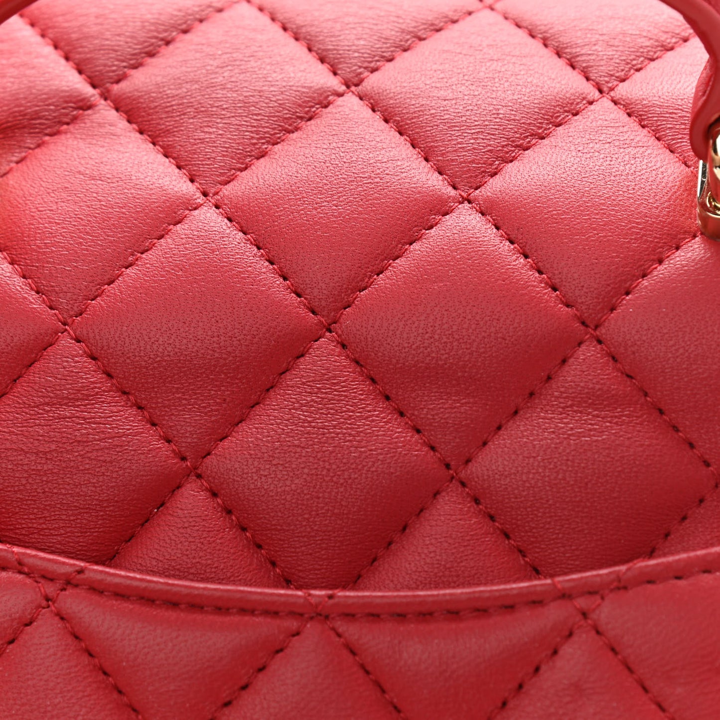 Lambskin Quilted Mini Top Handle Rectangular Flap Red