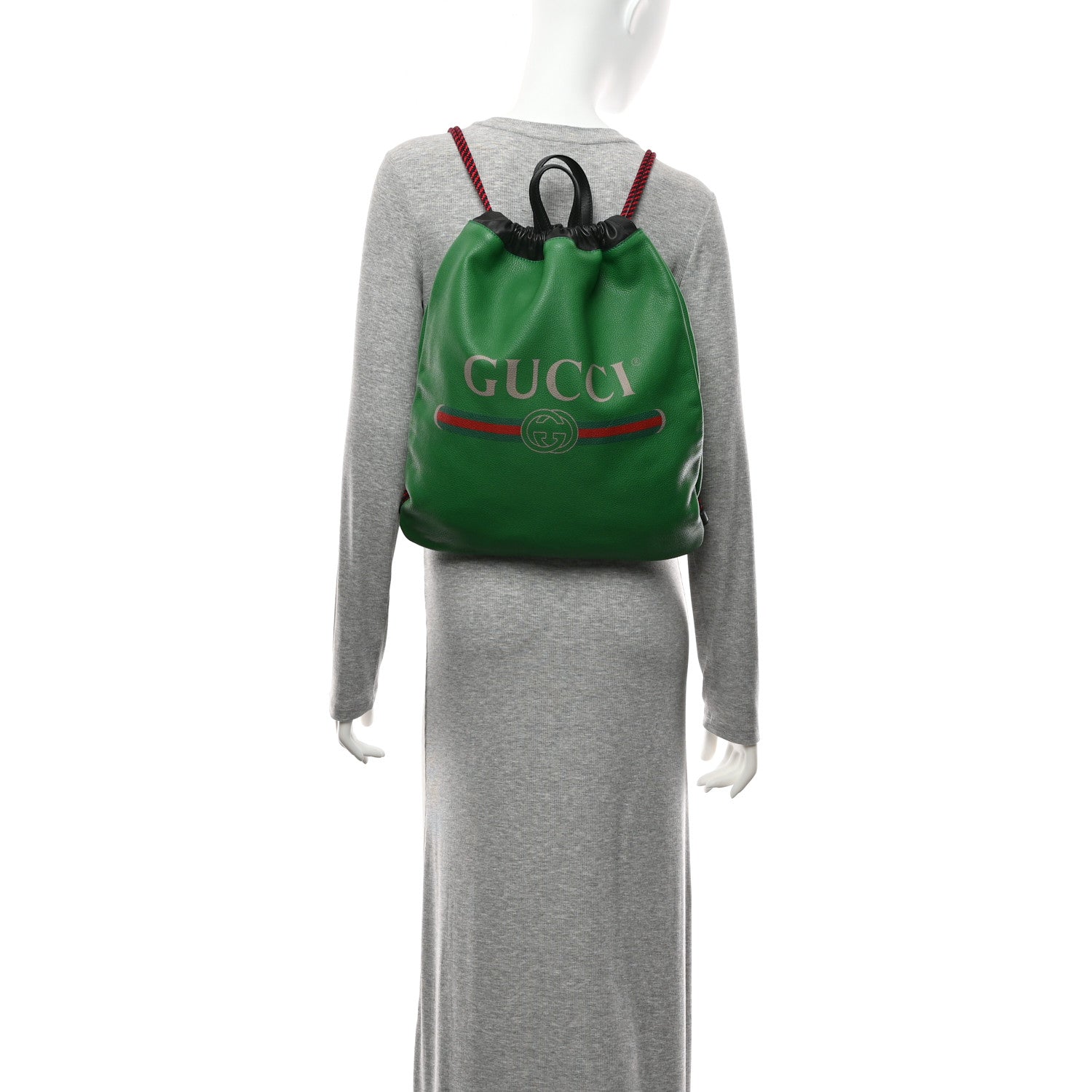 Gucci Calfskin Logo Drawstring Backpack Green 12 of 12