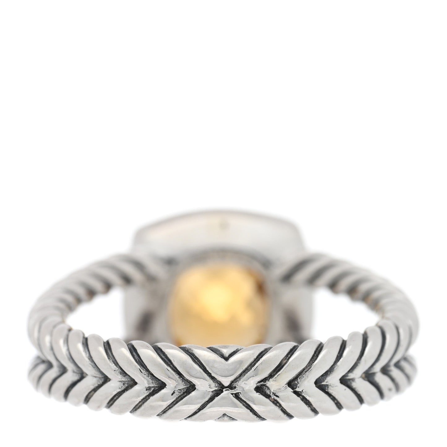 Sterling Silver Diamond Citrine 7mm Petite Albion Ring 54 7
