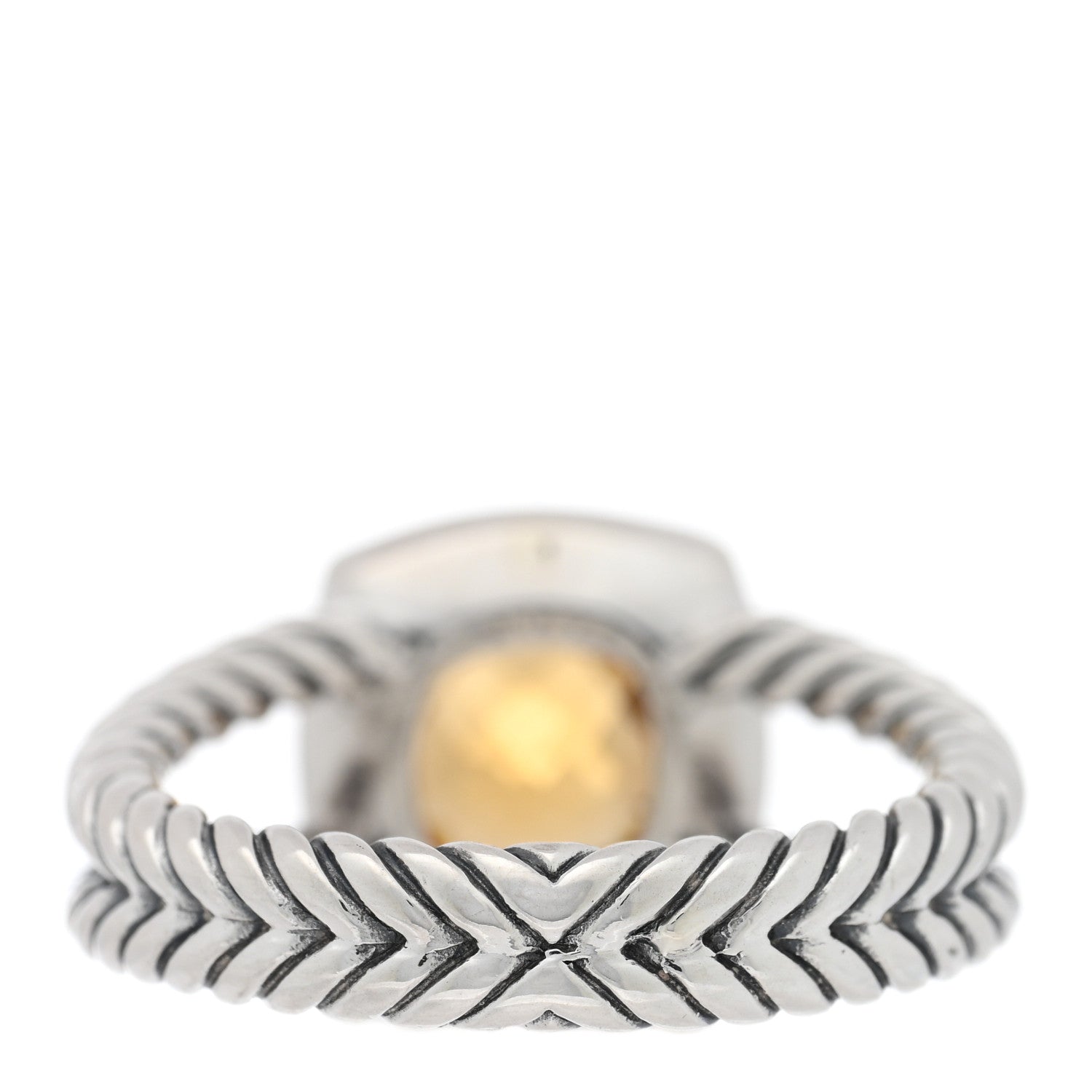 David Yurman Sterling Silver Diamond Citrine 7mm Petite Albion Ring 54 7 3 of 4