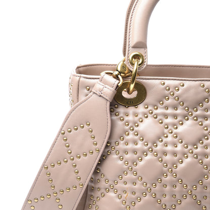 Christian Dior Calfskin Cannage Studded Medium Supple Lady Dior Metallic Beige 10 of 10