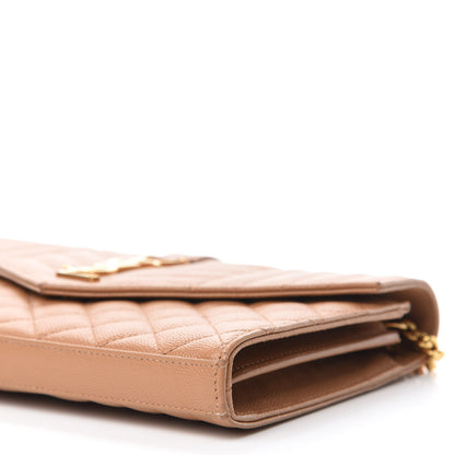 Saint Laurent Grain De Poudre Mixed Matelasse Triquilt Monogram Chain Wallet Dune 7 of 11