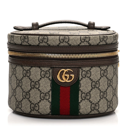 Gucci GG Supreme Monogram Textured Calfskin Web Ophidia Vanity Cosmetic Case Beige Ebony New Acero 1 of 11