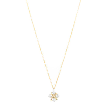Tiffany Platinum 18K Yellow Gold Diamond Schlumberger Lynn Pendant Necklace 1 of 6