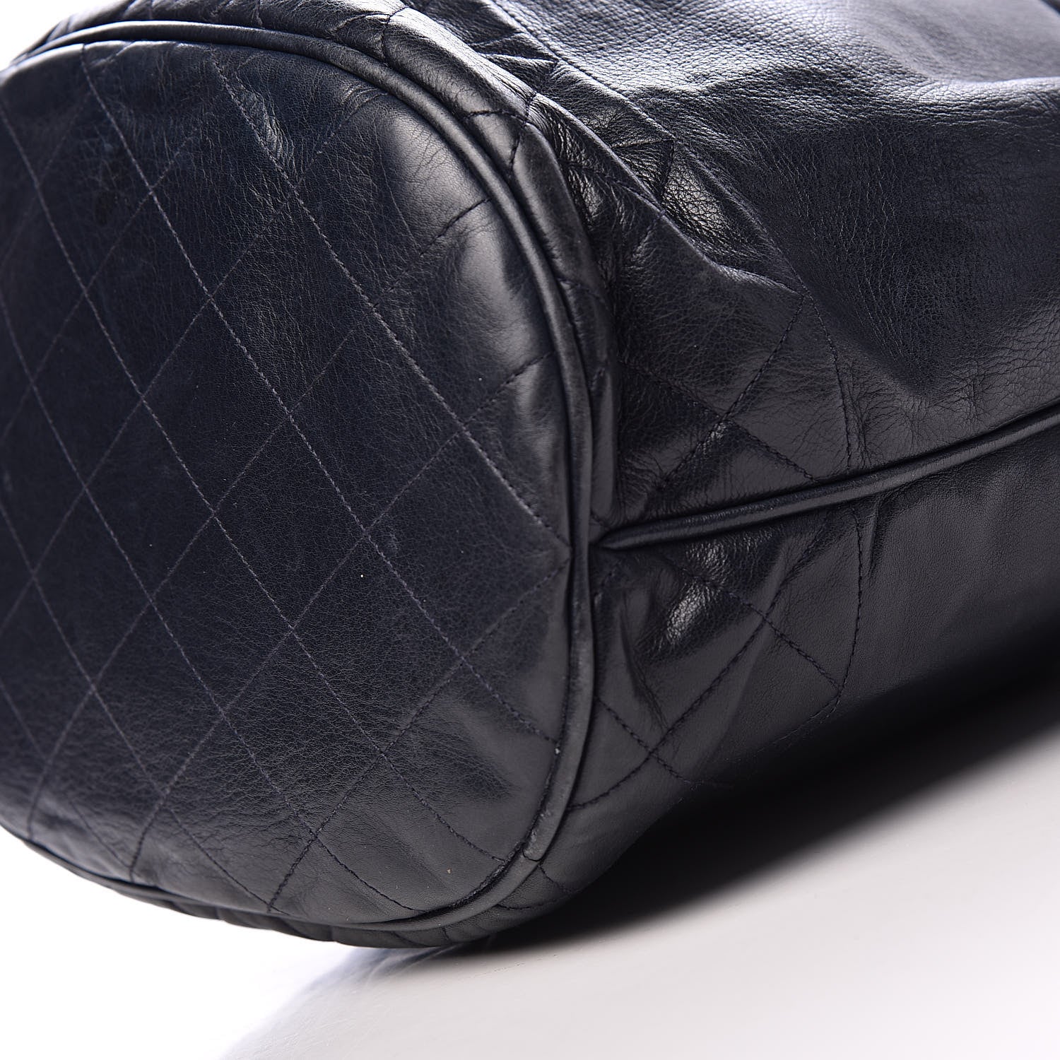 Chanel Lambskin CC Drawstring Bag Navy Blue 11 of 17