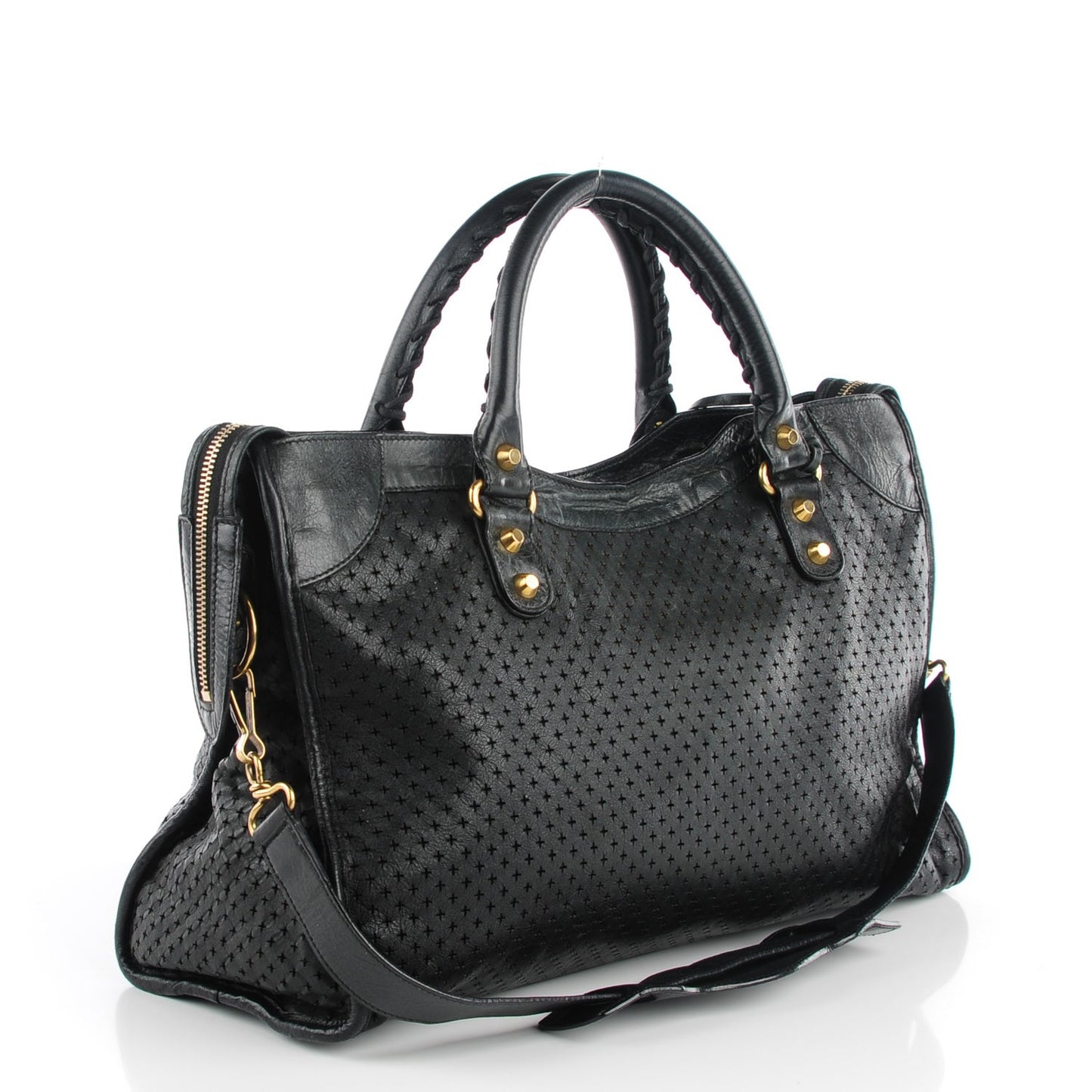 Agneau Laser Cut Cross Classic Gold Hardware City Black