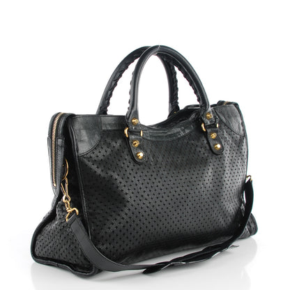 Balenciaga Agneau Laser Cut Cross Classic Gold Hardware City Black 8 of 14