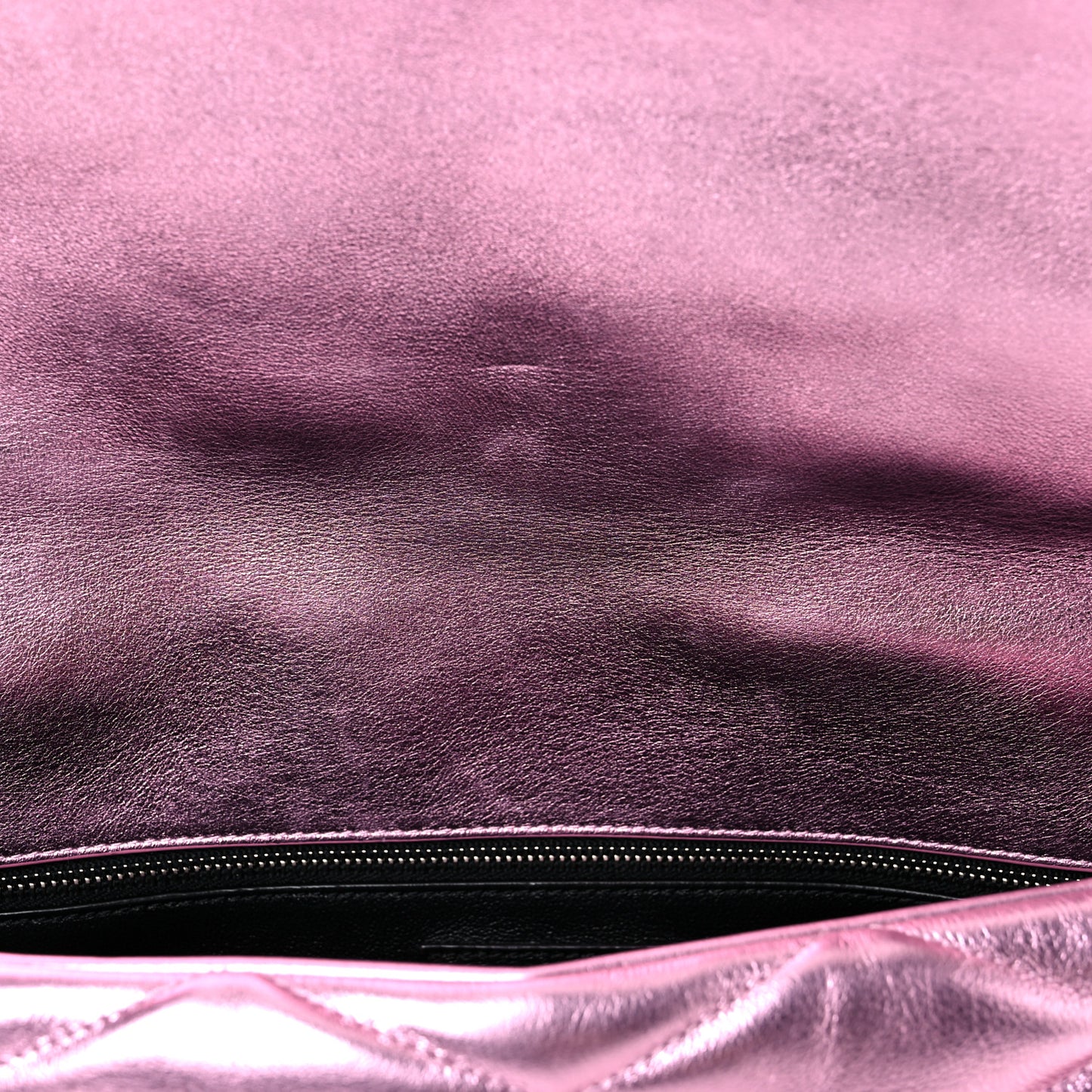 Metallic Lambskin Quilted Sade Puffer Envelope Clutch Pink