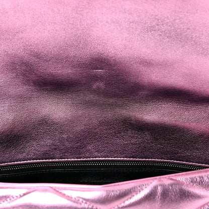 Saint Laurent Metallic Lambskin Quilted Sade Puffer Envelope Clutch Pink 11 of 11