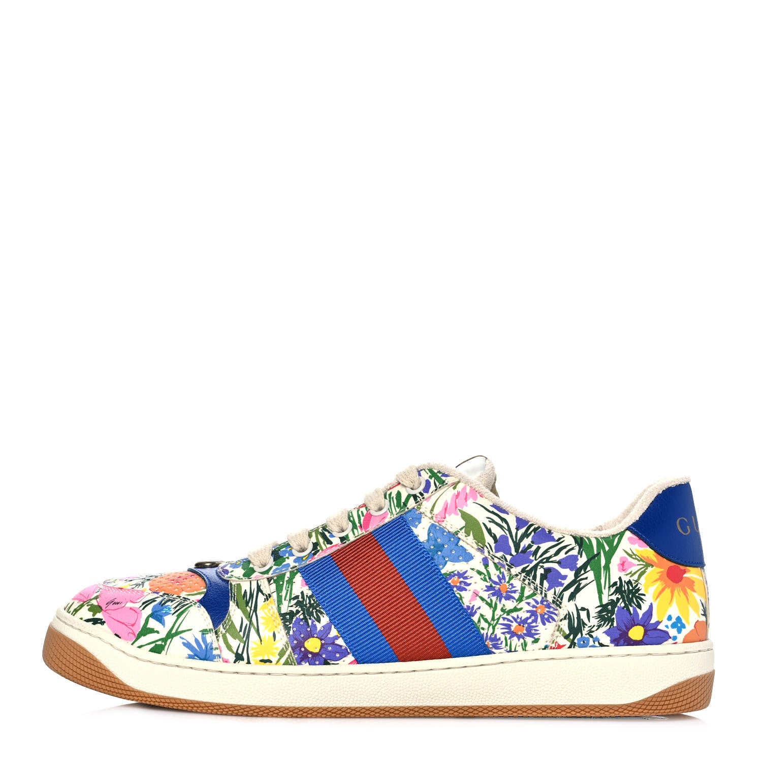 Gucci X KEN SCOTT Calfskin Floral Mens Screener Sneakers 8 Ivory Pink Mystic White 1 of 8