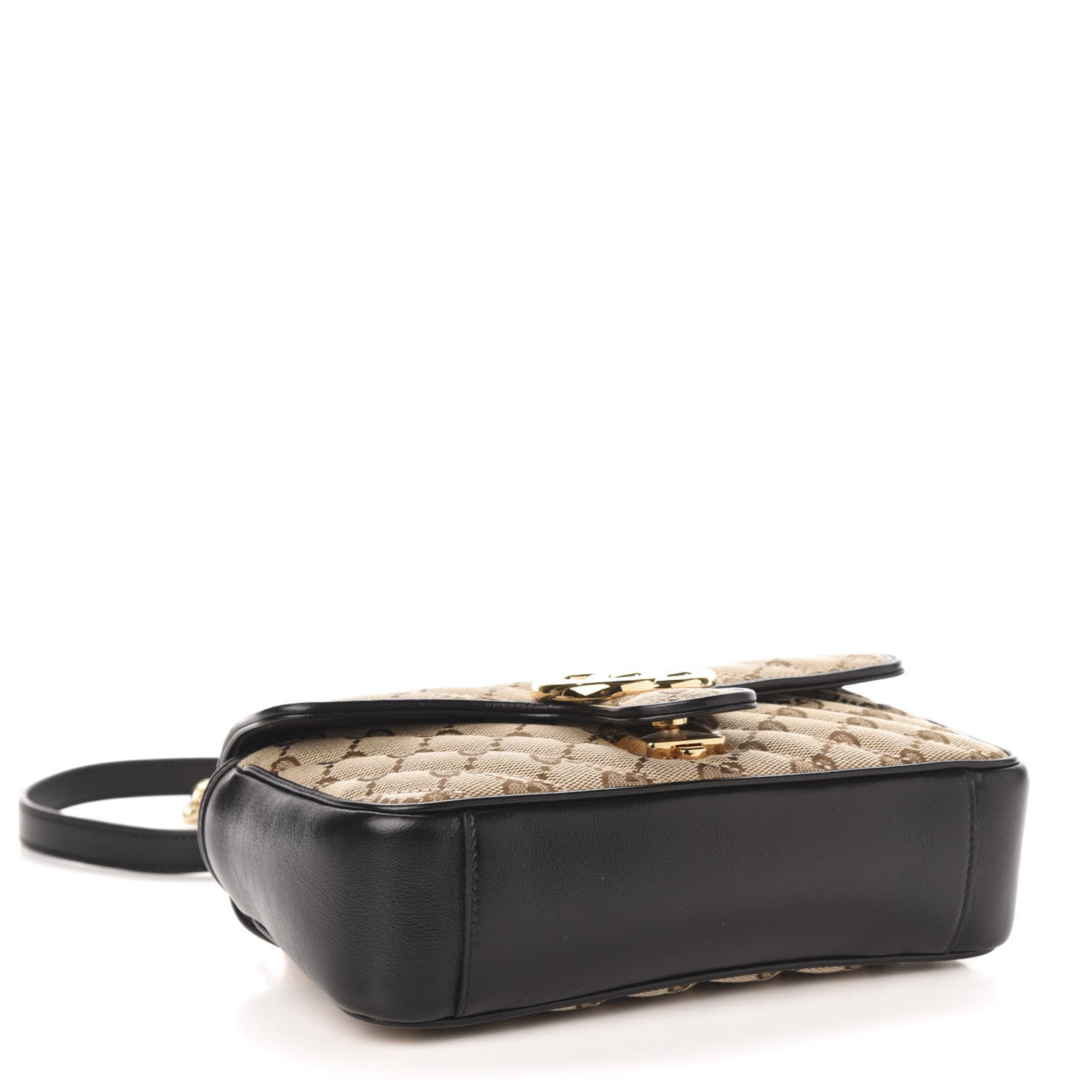Gucci Monogram Matelasse Diagonal Mini GG Marmont Shoulder Bag Beige Black 4 of 11