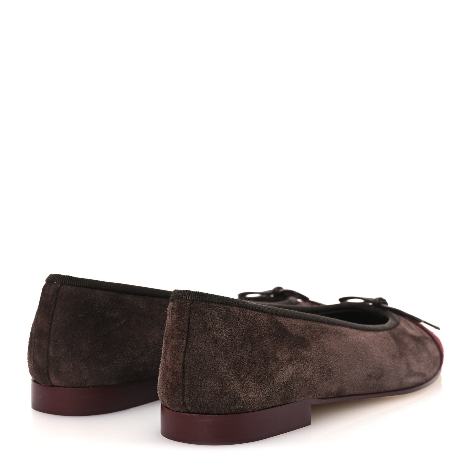 Chanel Suede Calfskin Cap Toe CC Ballerina Flats 36 Dark Brown Burgundy 5 of 10