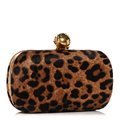 Alexander McQueen Leopard Print Calf Hair Skull Box Clutch 3 of 11