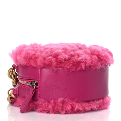 Chanel Shearling Sheepskin Chanel 19 Round Clutch With Chain Dark Pink 4 of 10