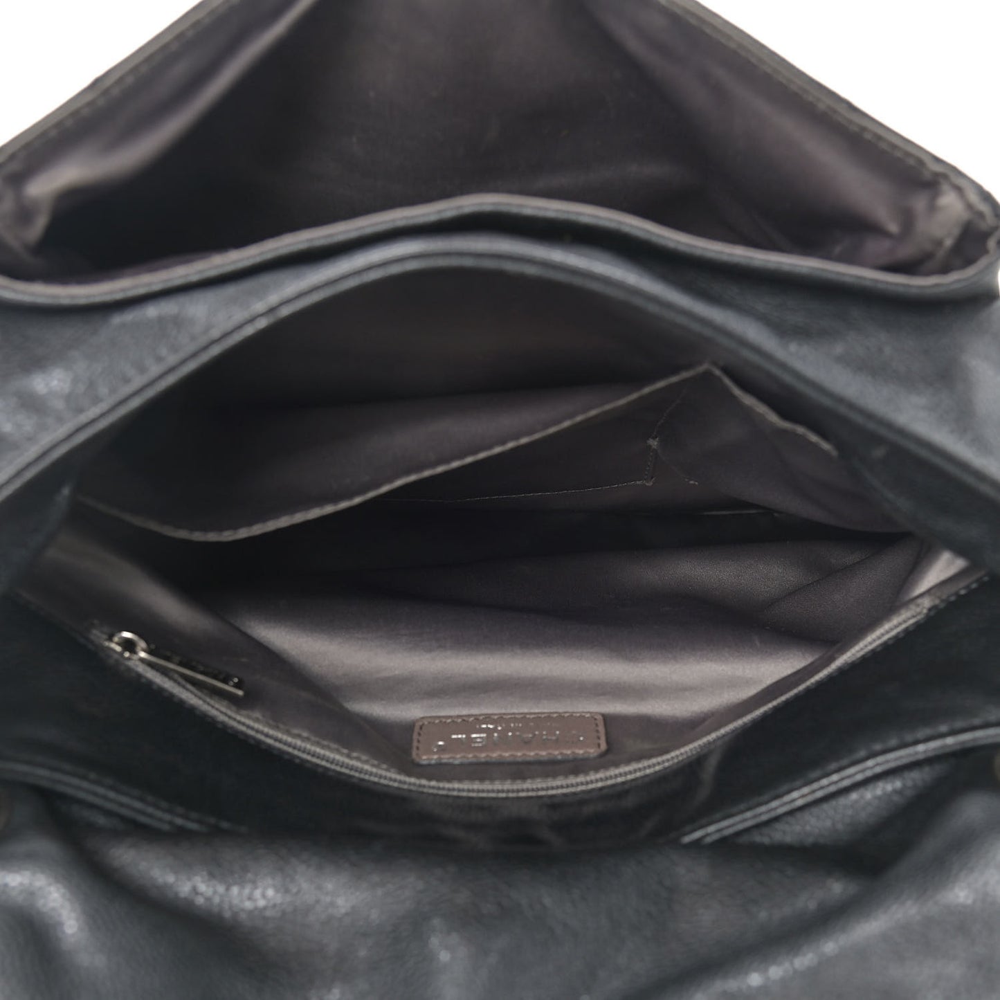 Glazed Caviar Coco Rider Flap Hobo Dark Grey