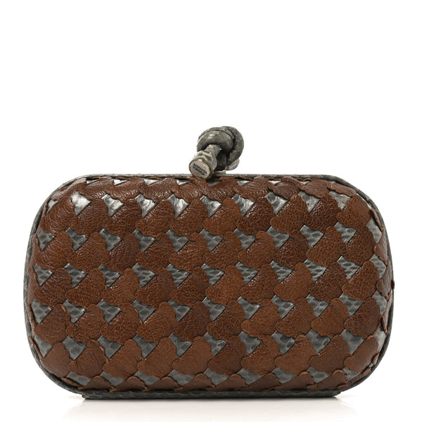 Bottega Veneta Snakeskin Knot Clutch Grey Multicolor 1912566