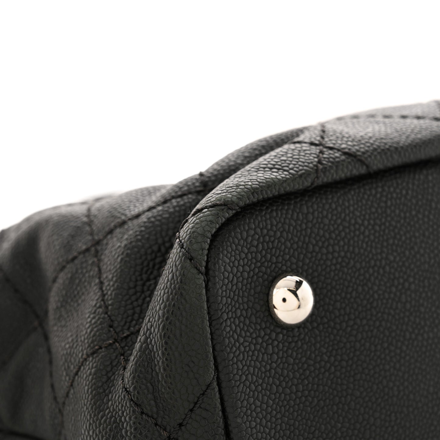 Grained Calfskin Quilted Small Daily Shopping Tote Black