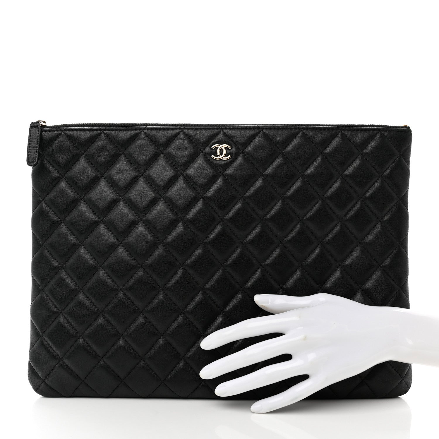 Chanel Lambskin Quilted Large Cosmetic Case Black 2 of 7