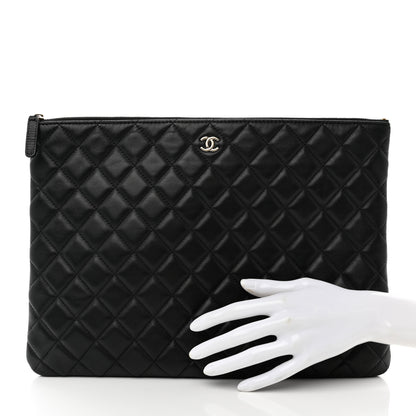Chanel Lambskin Quilted Large Cosmetic Case Black 2 of 7