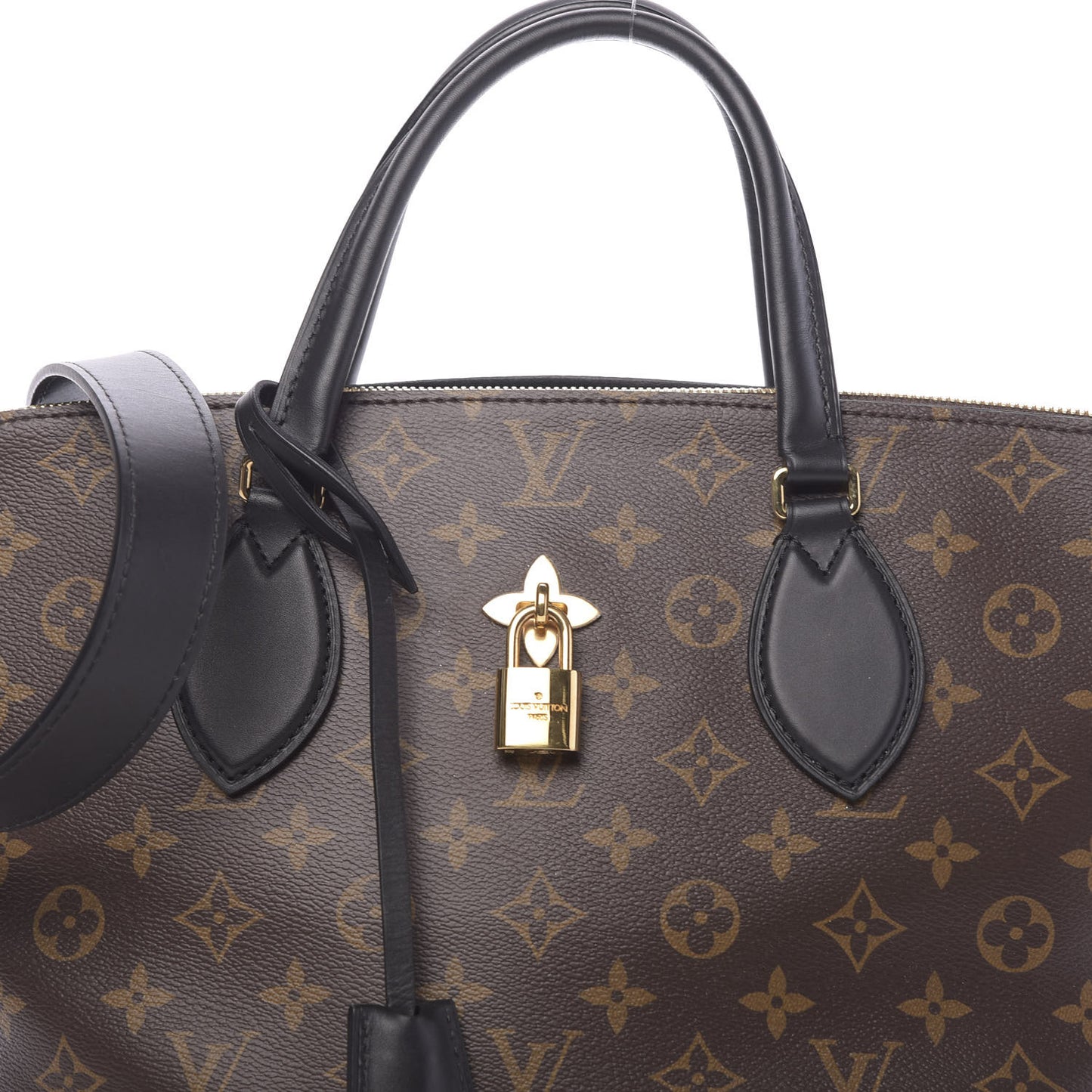 Monogram Flower Zipped Tote MM Black