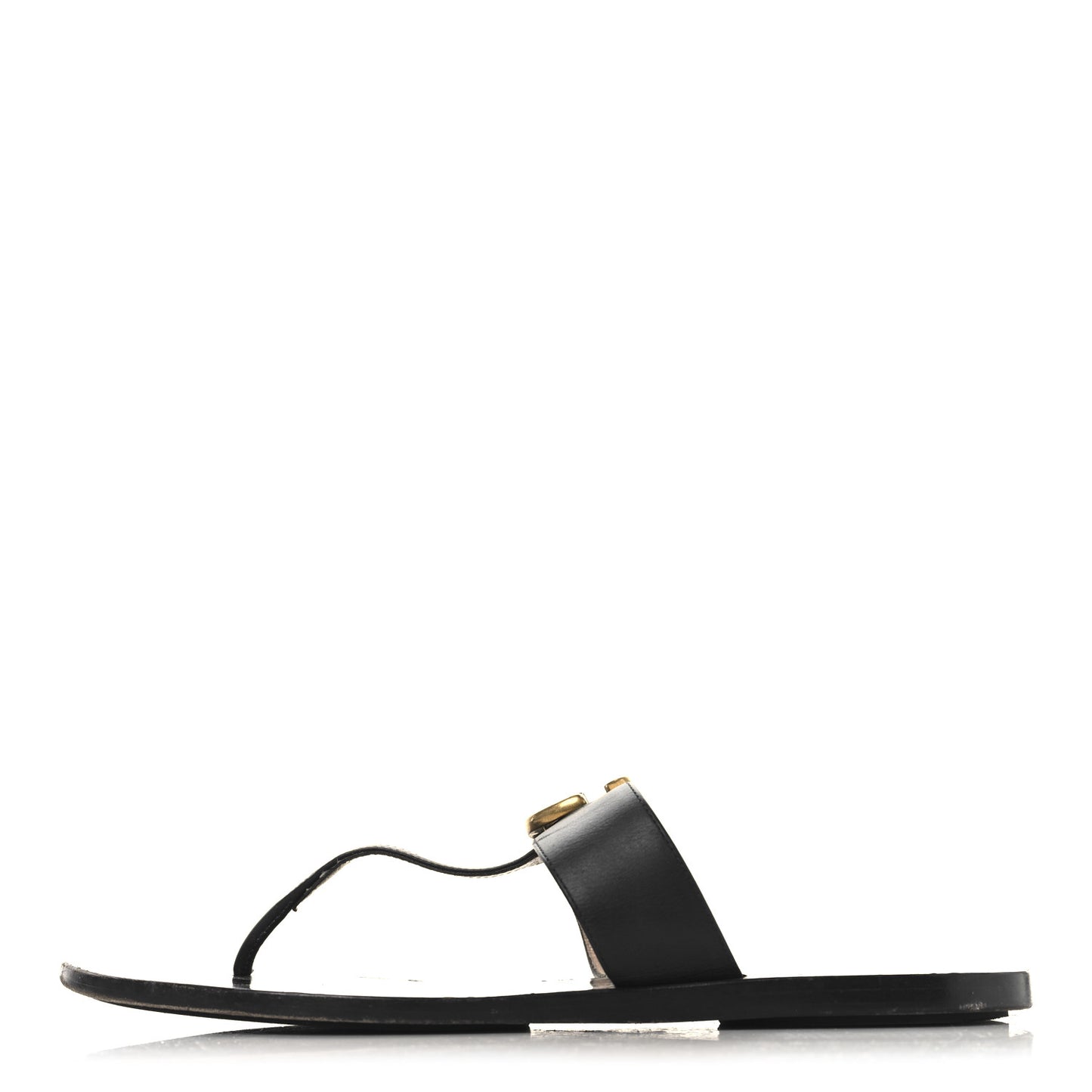 Calfskin GG Marmont Thong Sandals 38.5 Black