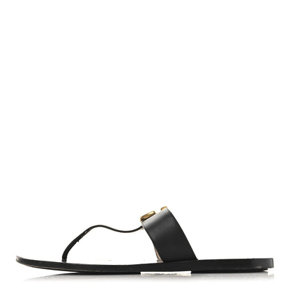 Gucci Calfskin GG Marmont Thong Sandals 38.5 Black 1 of 11