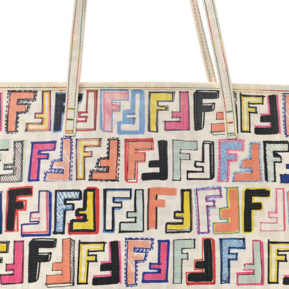 Fendi Zucca Spalmati FF Multicolor Medium Roll Tote Multicolor White 9 of 12