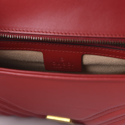 Gucci Calfskin Matelasse Small GG Marmont Shoulder Bag Hibiscus Red 8 of 10