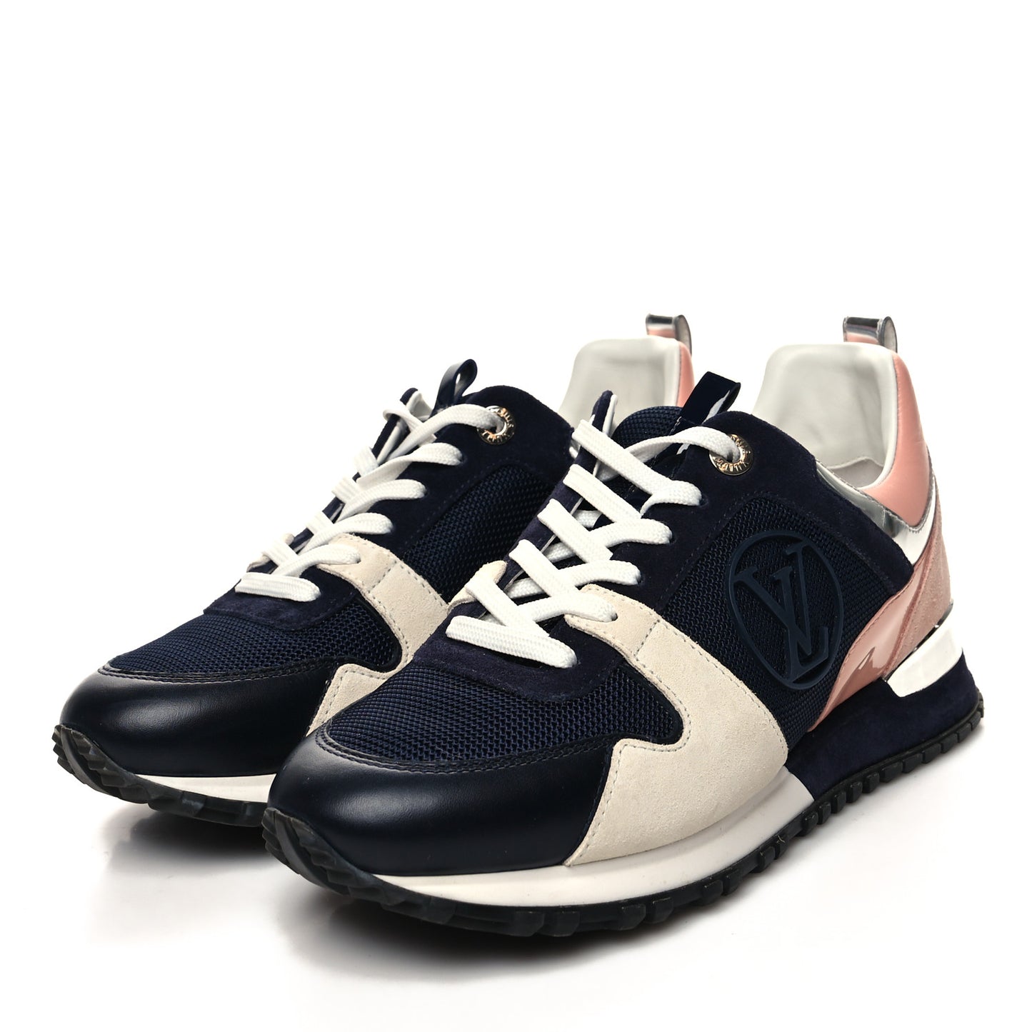 Suede Calfskin Run Away Sneakers 37 Blue Pink White