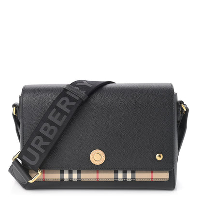 Burberry Grainy Calfskin Vintage Check Note Crossbody Bag Black 1 of 8